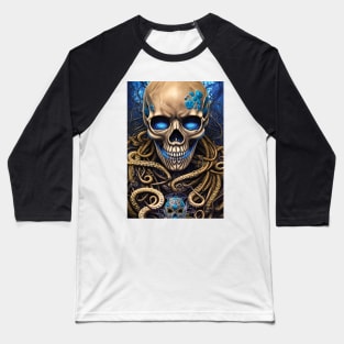 Sunken Skull | Skull and Tentacles Artwork | Sea Skull | Dystopian Skull | Pirate Skull Baseball T-Shirt